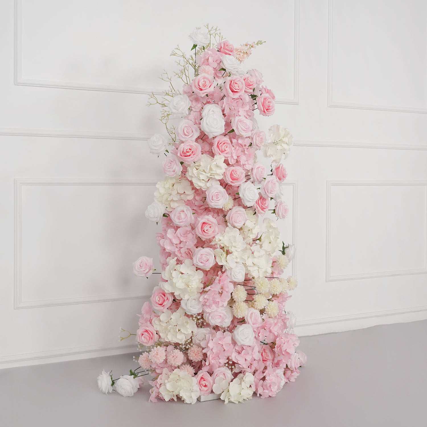 Uflower Artificial Pink White Wedding KT Backdrop Flower Row Decor
